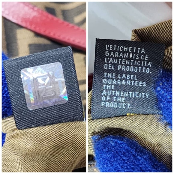 Authentic FENDI Zucca Print Canvas Medium Tote Bag Brown/Burgundy - Picture 4 of 16